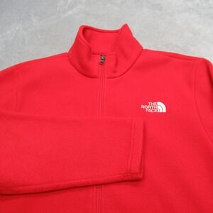 The North Face Jacket Mens Large Red Pockets Full Zip Soft Fleece Outdoor Hiking